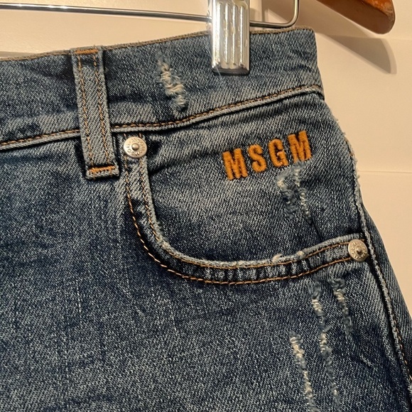 MSGM Womens Blue Denim Cut Off shorts Raw Hem Size 40 US 4 Made in Italy - Picture 5 of 11